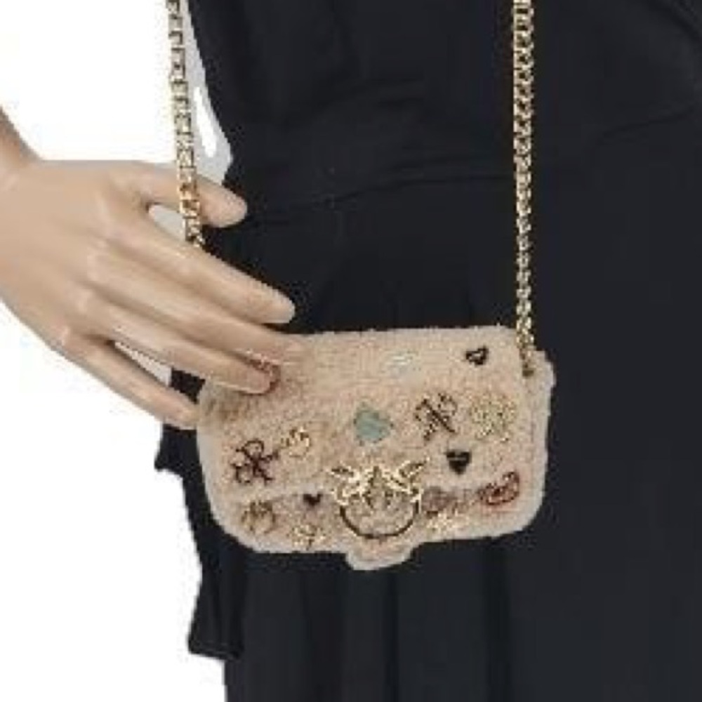 Pinko Beige Embellished Mini Crossbody Bag - Picture 9 of 9